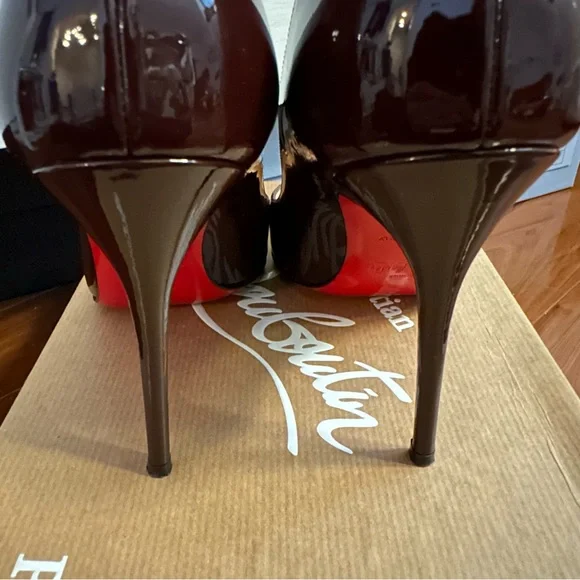 CHRISTIAN LOUBOUTIN Decollete Heels Pumps Burgundy 100mm 4 inches Size 36 6